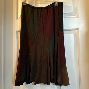 Patchwork type skirt, flares out at bottom twirl, size M/L